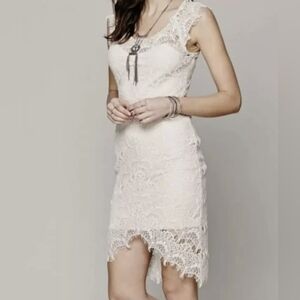 Intimately Free People Peekaboo Ivory Lace Hi-Low Slip Sheath Dress Medium
